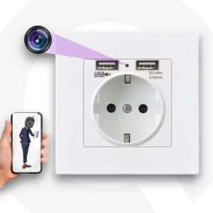 ENCHUFE DE PARED EMPOTRADO CON CÁMARA WIFI ESPÍA